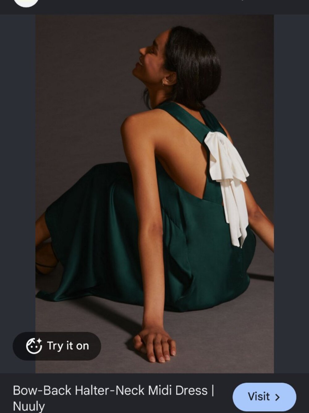 new MAEVE BY ANTHROPOLOGIE BOW BACK SATIN MAXI HALTER DRESS S